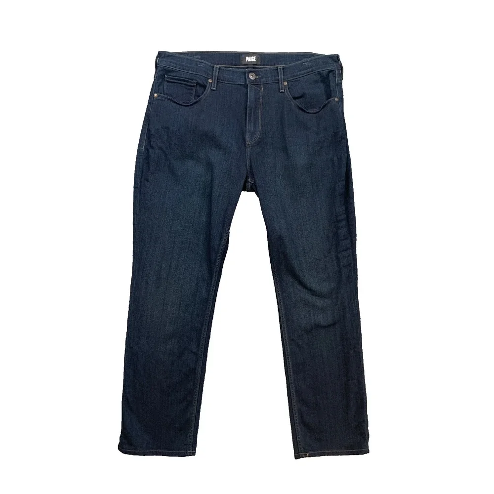 Paige Jeans Mens 35 Blue Federal Slim Straight Mid Rise Stretch Denim Dark Wash